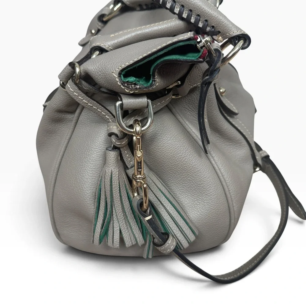 Dooney & Bourke Pebble Leather Satchel & Wallet Set Women Taupe Tassel Crossbody